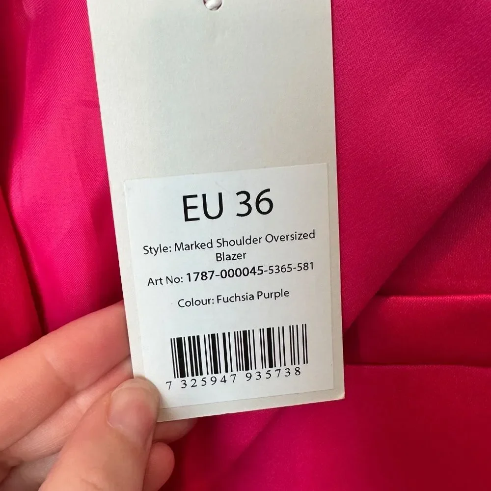 NWT NA-KD Hot Pink Oversized Blazer Size 36 - Small
